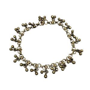 Vintage Chain Jingle Bell Beads Charm Ankle Bangle Bracelet Brass Tone Boho